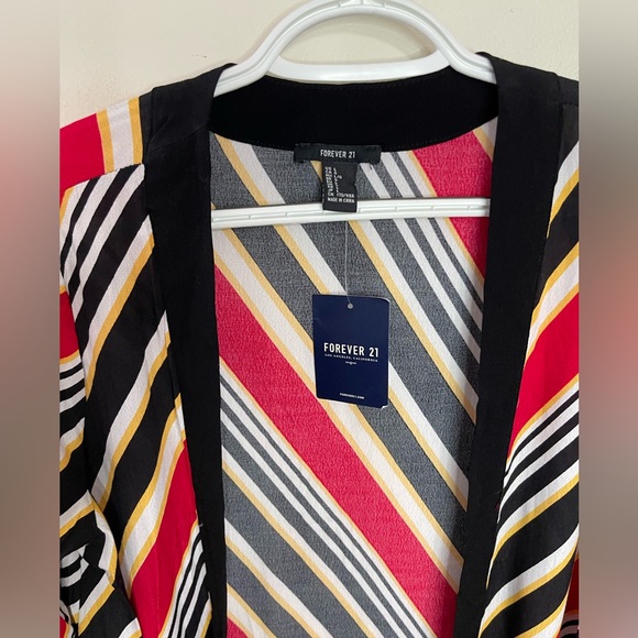 Forever 21 Casual Jacket Cover Up Kimono Cardigan Stripes Multicolor Sz L. NWT - Picture 8 of 17